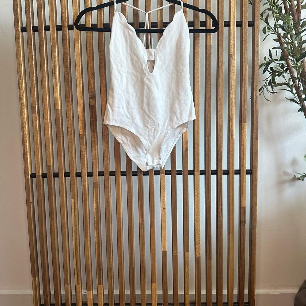 Charlotte Russe White Textured Swimsuit